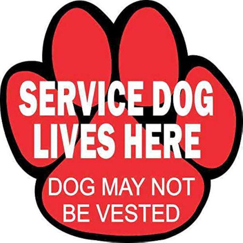 StickerTalk Service Dog Lives Here Vinyl Sticker, 4 inches by 4 inches